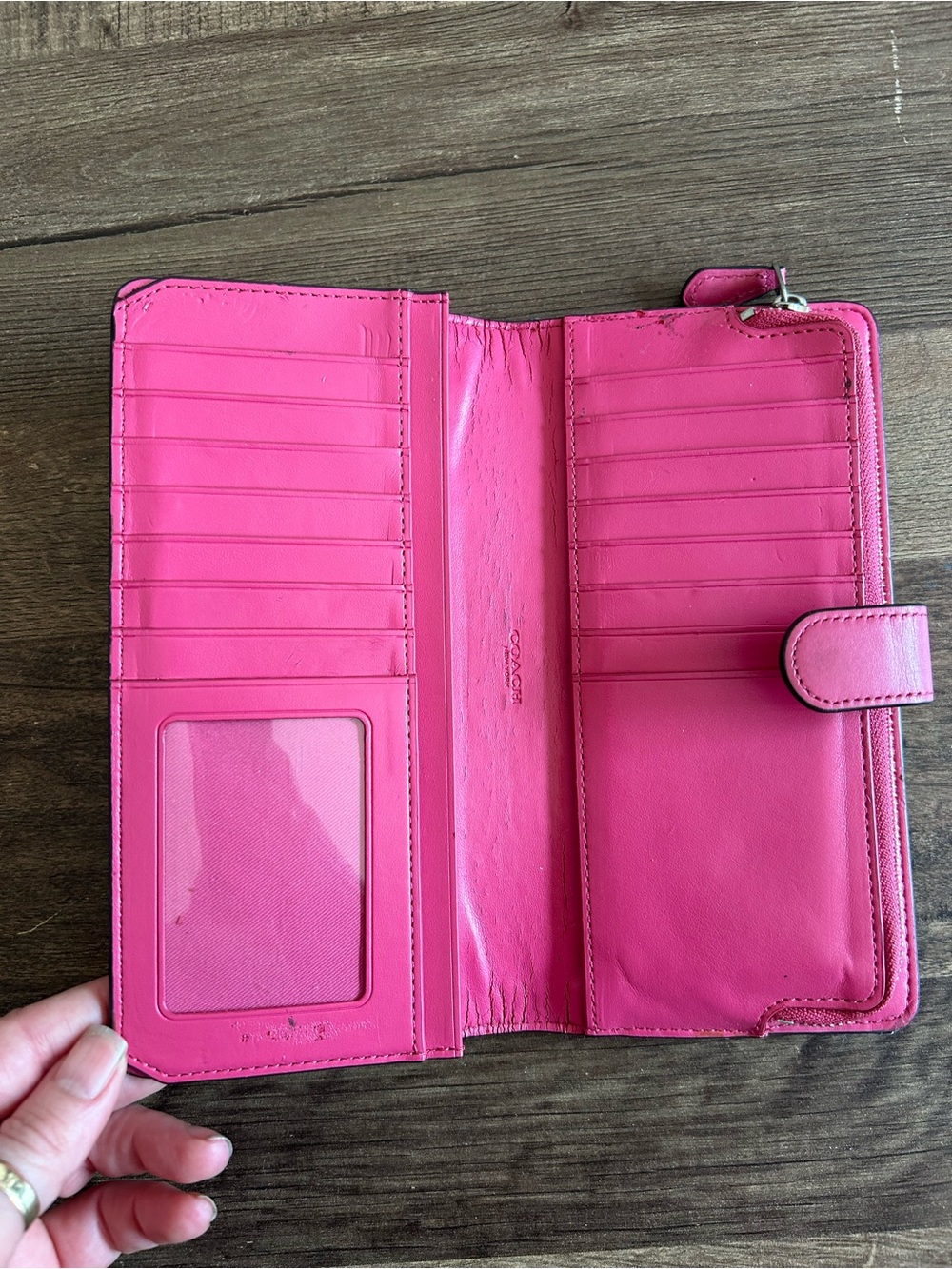 Coach Pink Leather Slim Wallet Silver Hardware - Picture 3 of 13